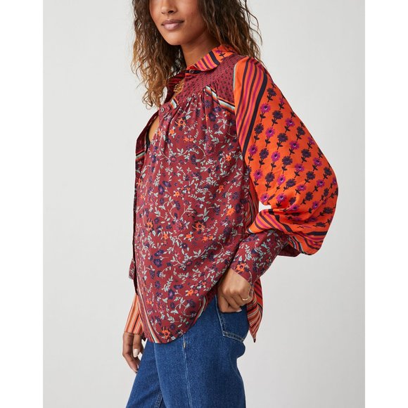 🎉LAST CHANCE🎉 FREE PEOPLE Hazel Buttondown / Chili Pepper Combo - Picture 2 of 5